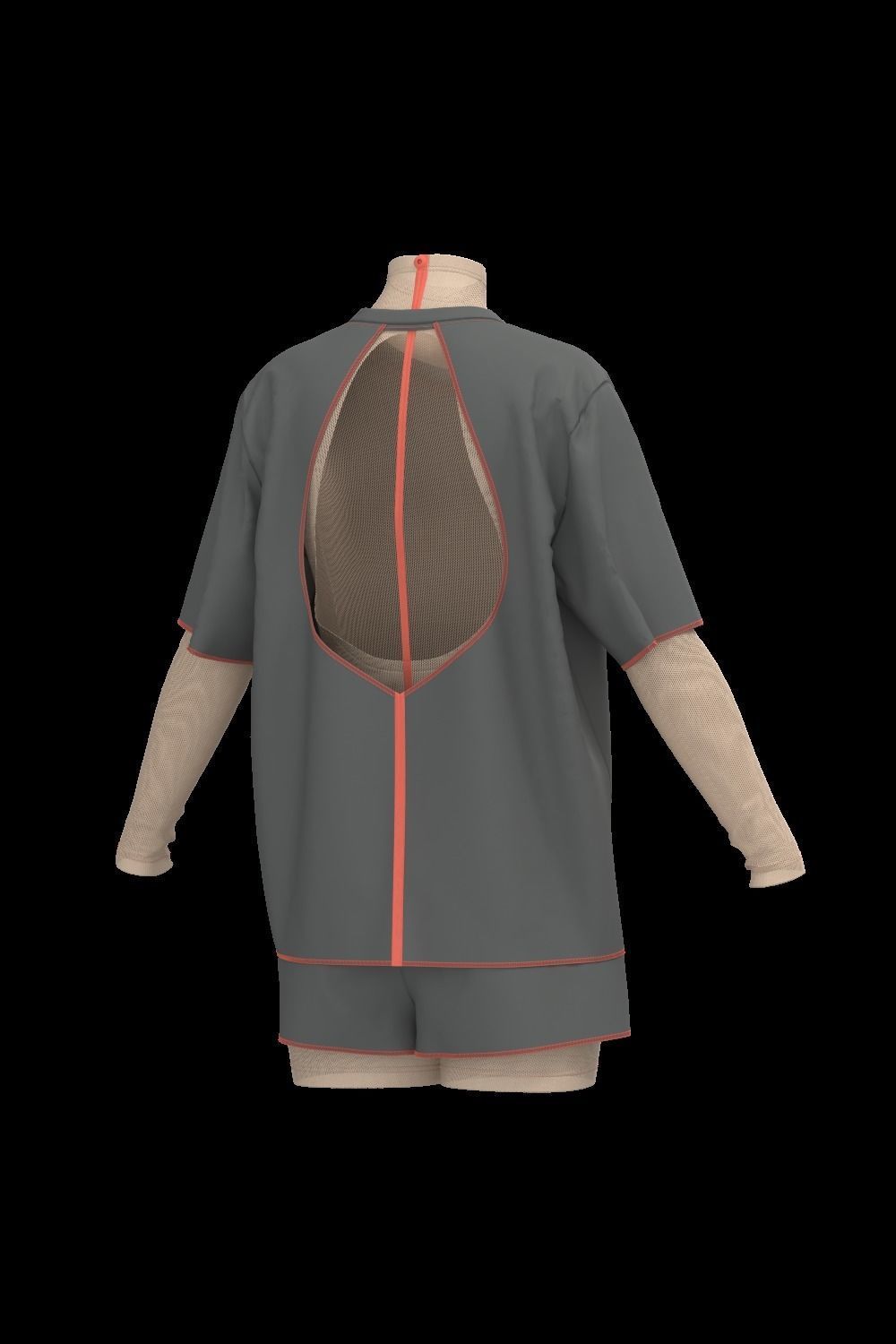  Female oversized tshirt  overalls short 3D model_9