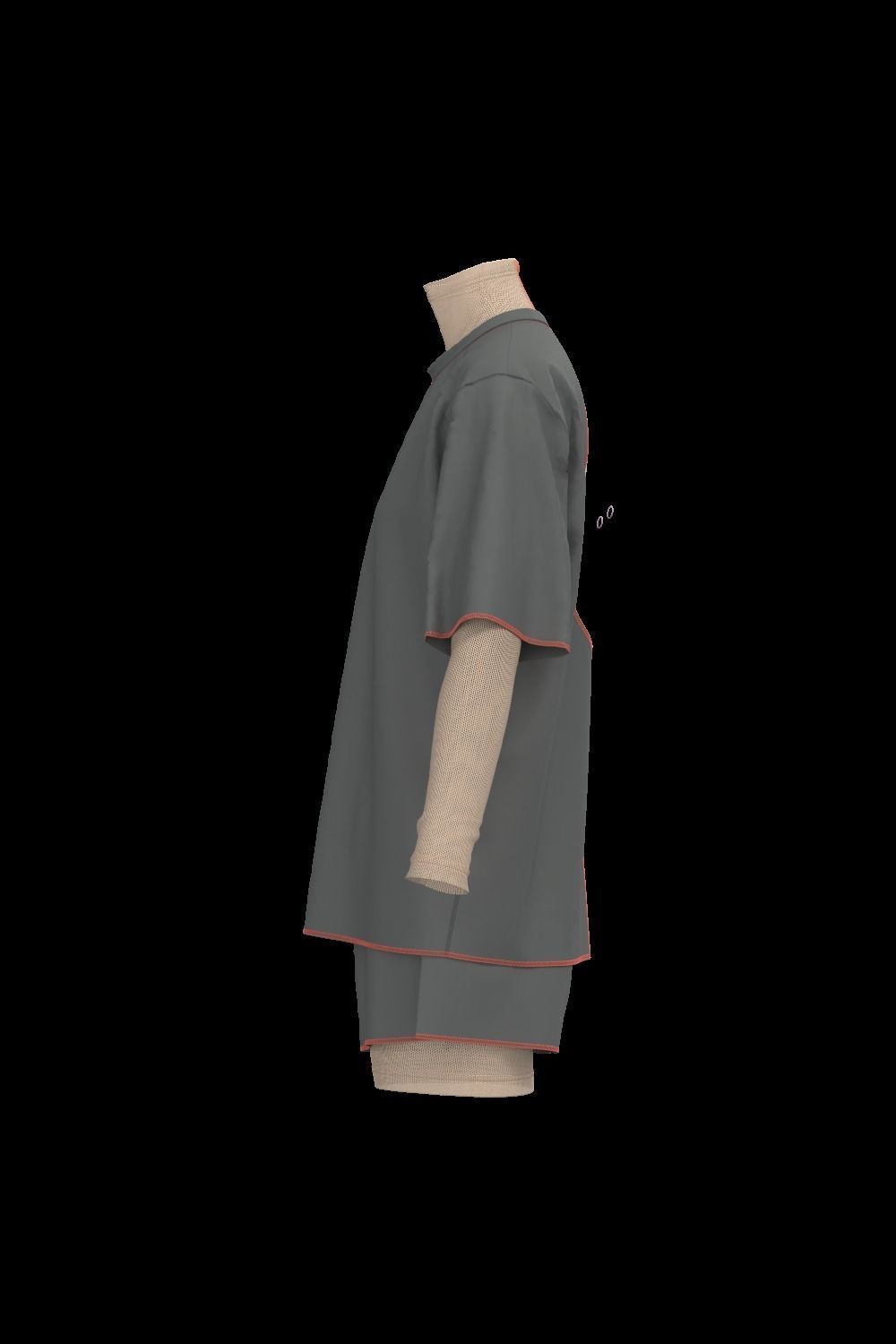  Female oversized tshirt  overalls short 3D model_13