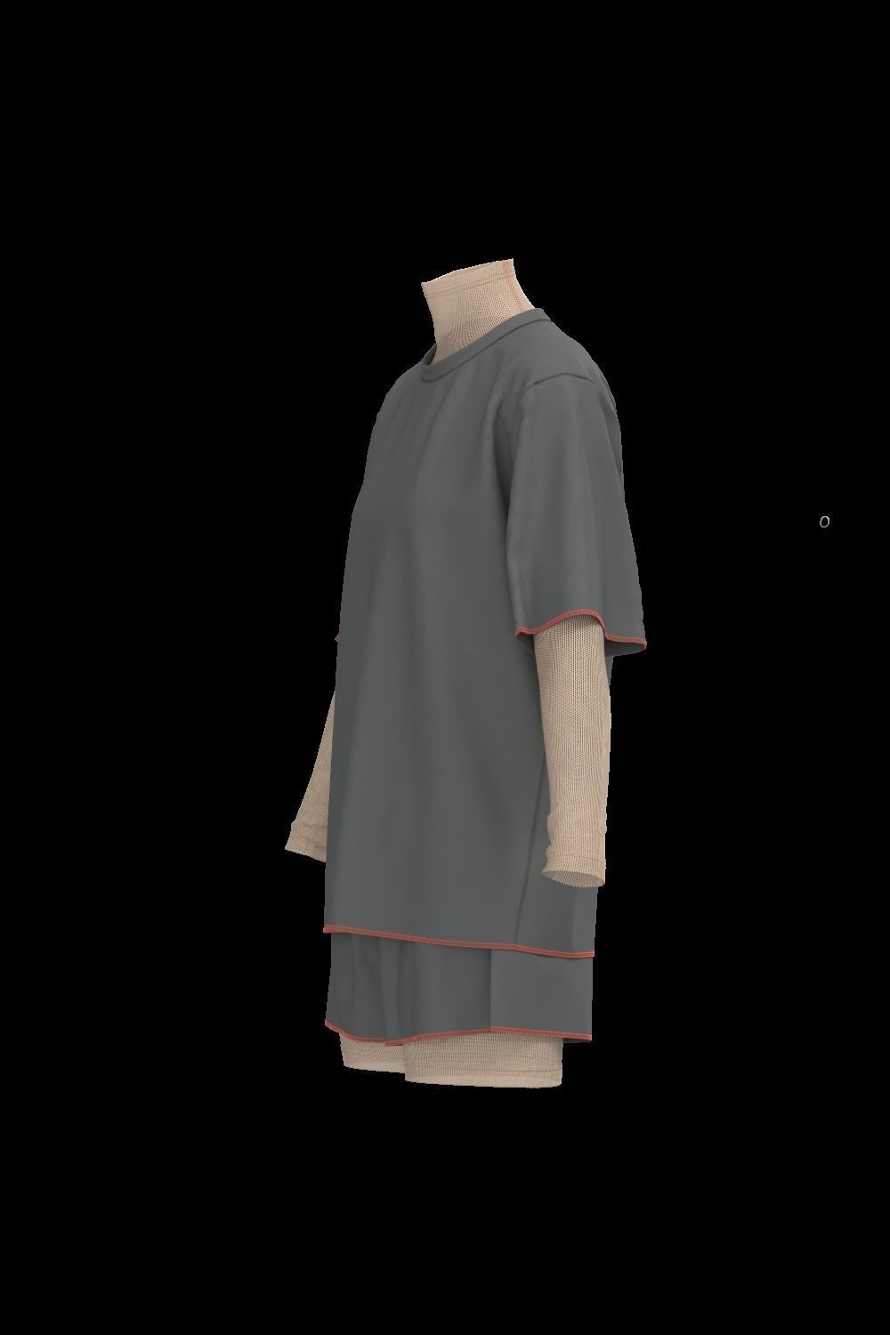 Female oversized tshirt  overalls short 3D model_12
