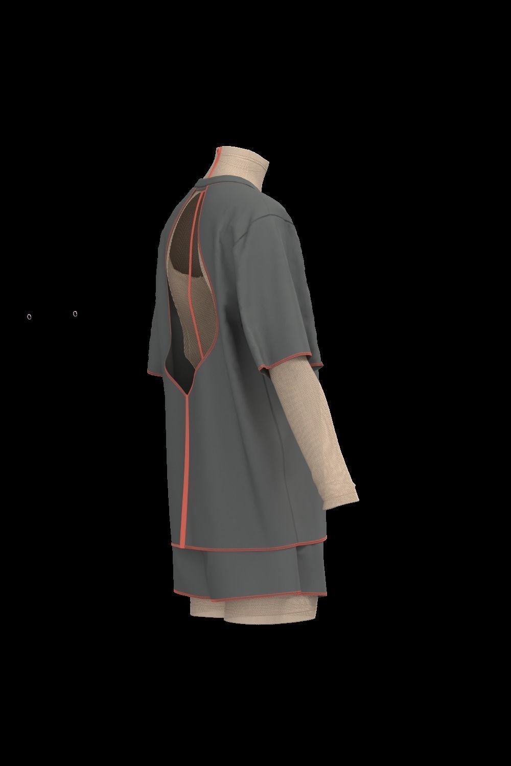  Female oversized tshirt  overalls short 3D model_7