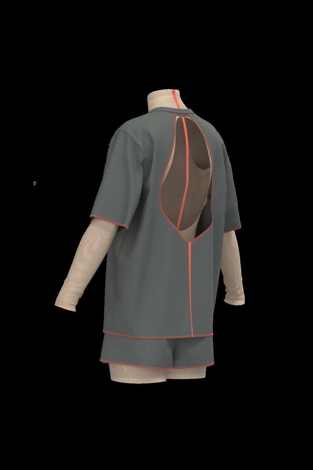  Female oversized tshirt  overalls short 3D model_11