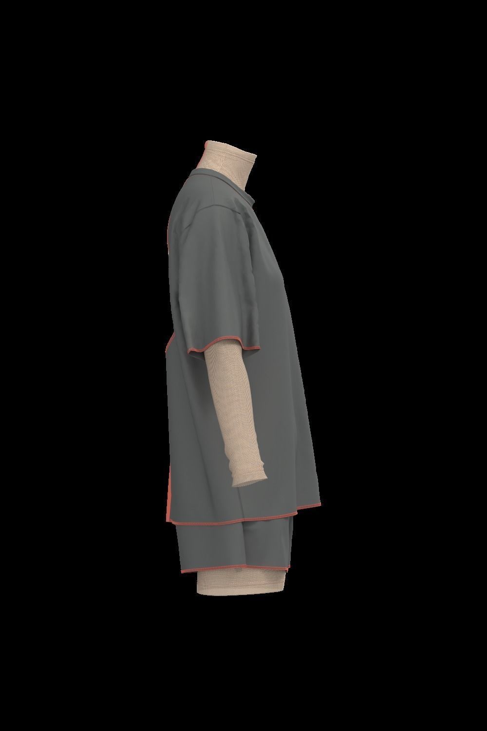  Female oversized tshirt  overalls short 3D model_6