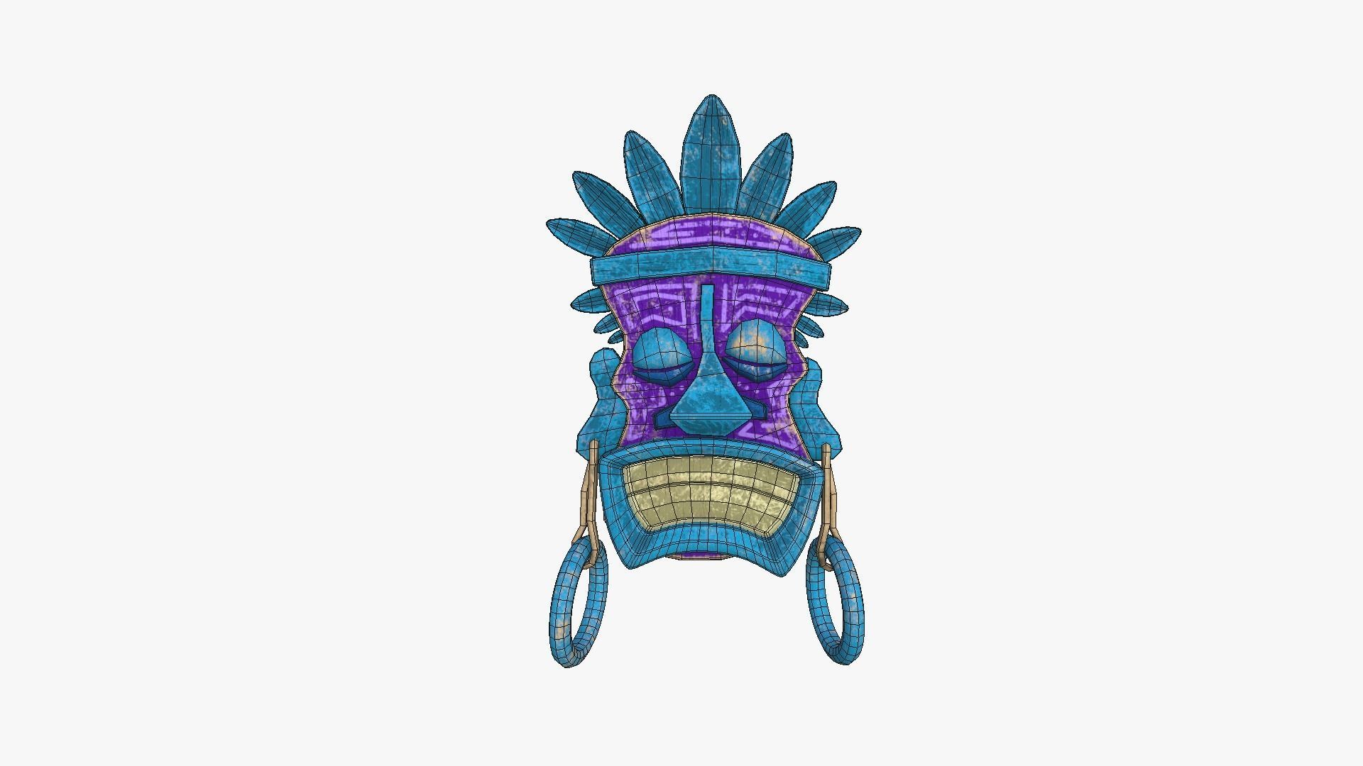 Tribal Mask J01 Purple Blue - Costume Character Design Low-poly 3D model_6