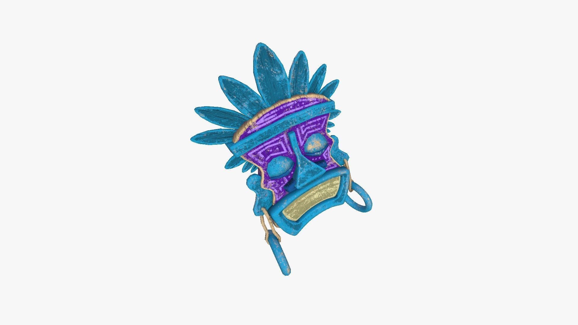 Tribal Mask J01 Purple Blue - Costume Character Design Low-poly 3D model_2