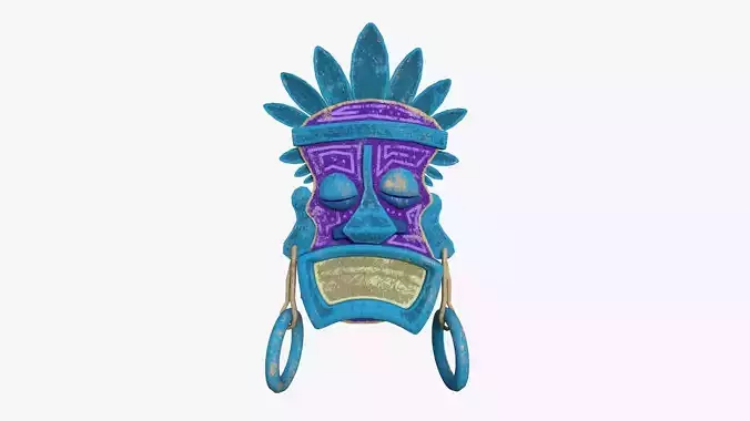 Tribal Mask J01 Purple Blue - Costume Character Design Low-poly 3D model