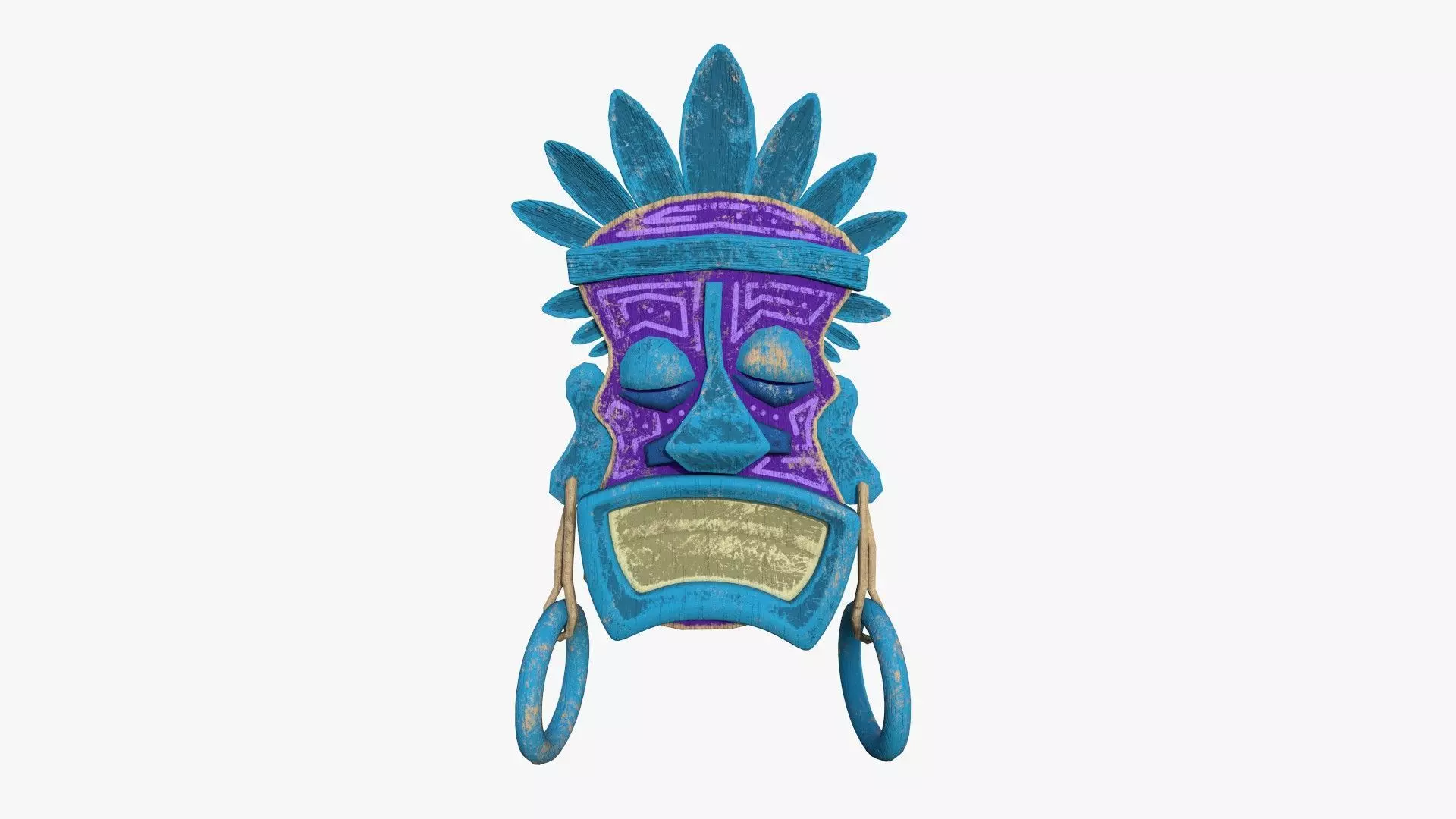 Tribal Mask J01 Purple Blue - Costume Character Design Low-poly 3D model_0