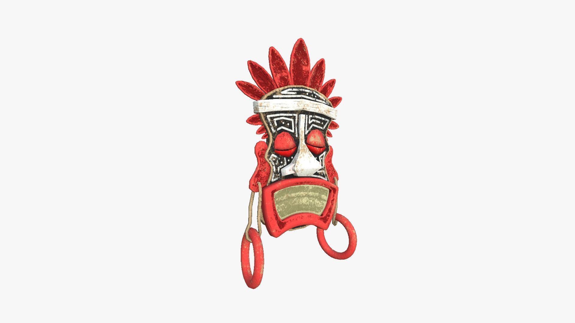 Tribal Mask J02 Black Red - Costume Character Design Low-poly 3D model_1