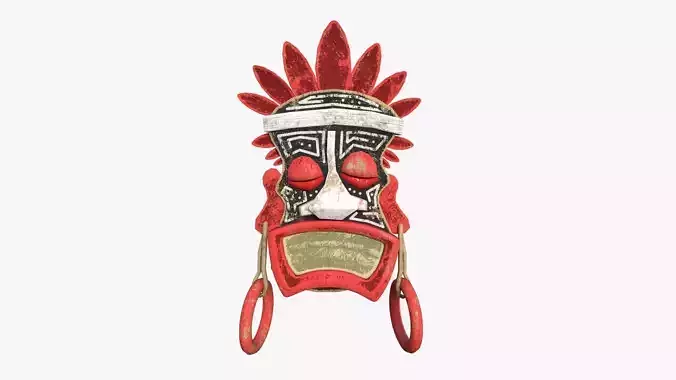 Tribal Mask J02 Black Red - Costume Character Design Low-poly 3D model