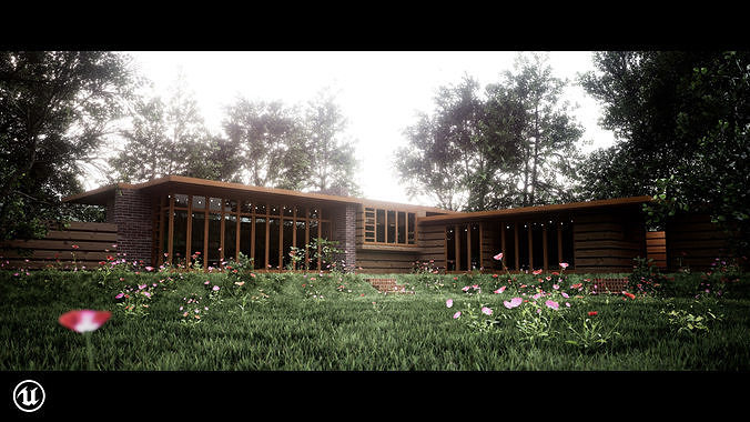 Jacobs House - Wright - the First Usonian Home 3D model 2