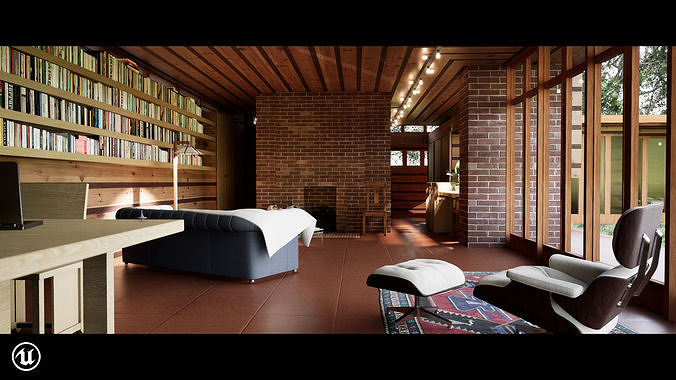 Jacobs House - Wright - the First Usonian Home 3D model 4