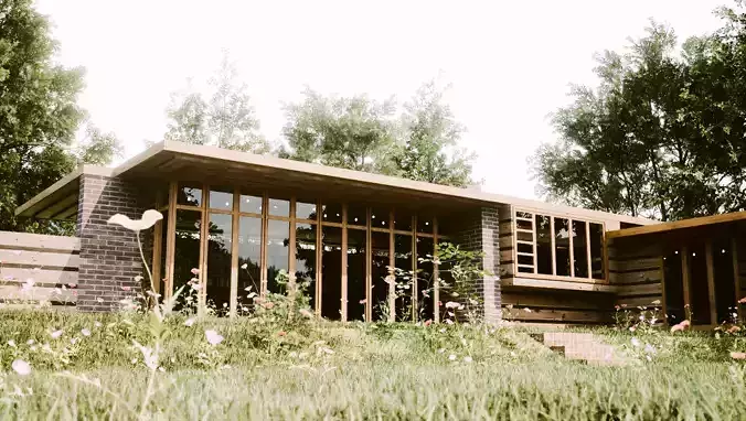 Jacobs House - Wright - the First Usonian Home 3D model