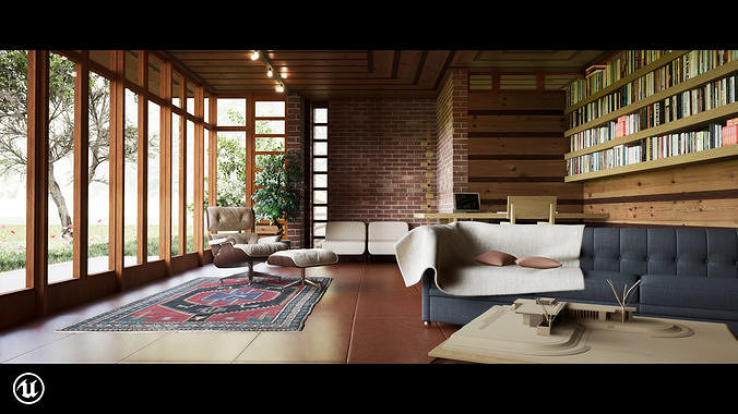 Jacobs House - Wright - the First Usonian Home 3D model 3