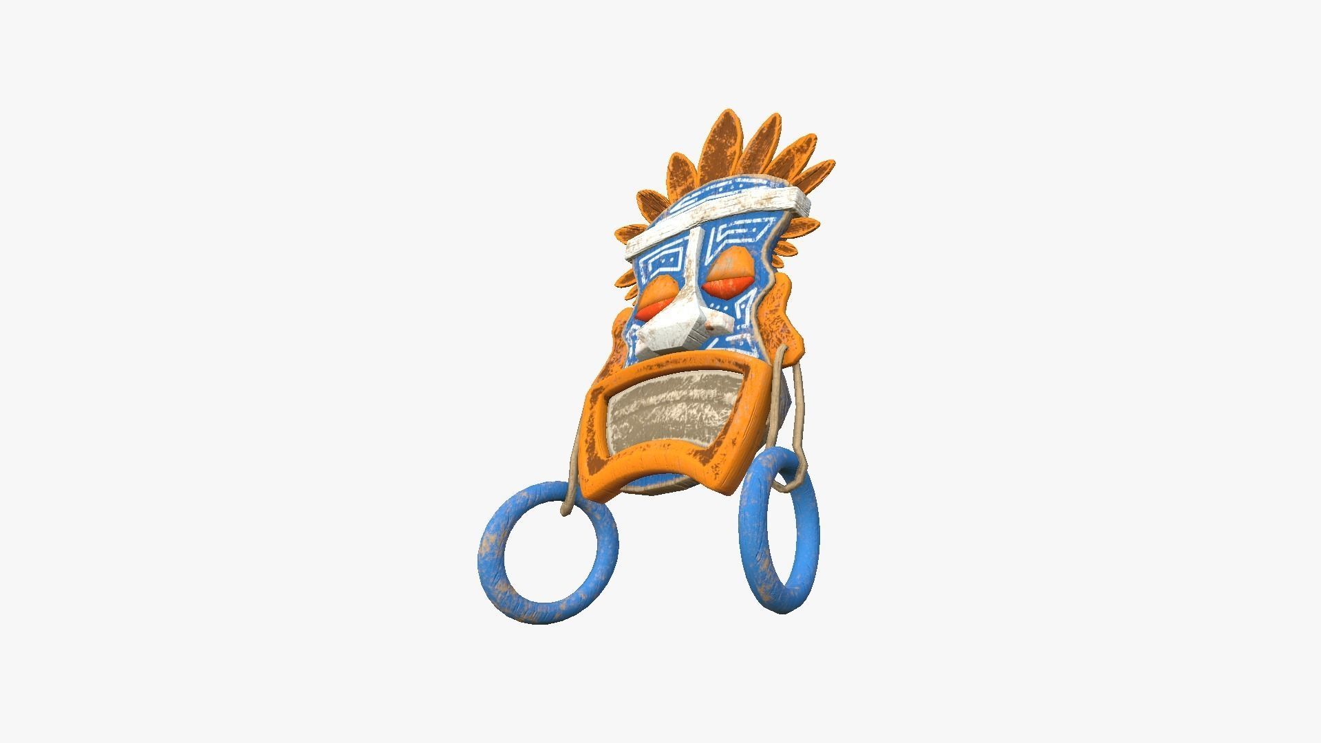 Tribal Mask J03 Orange Blue - Costume Character Design Low-poly 3D model_4