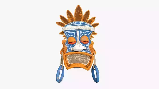 Tribal Mask J03 Orange Blue - Costume Character Design Low-poly 3D model