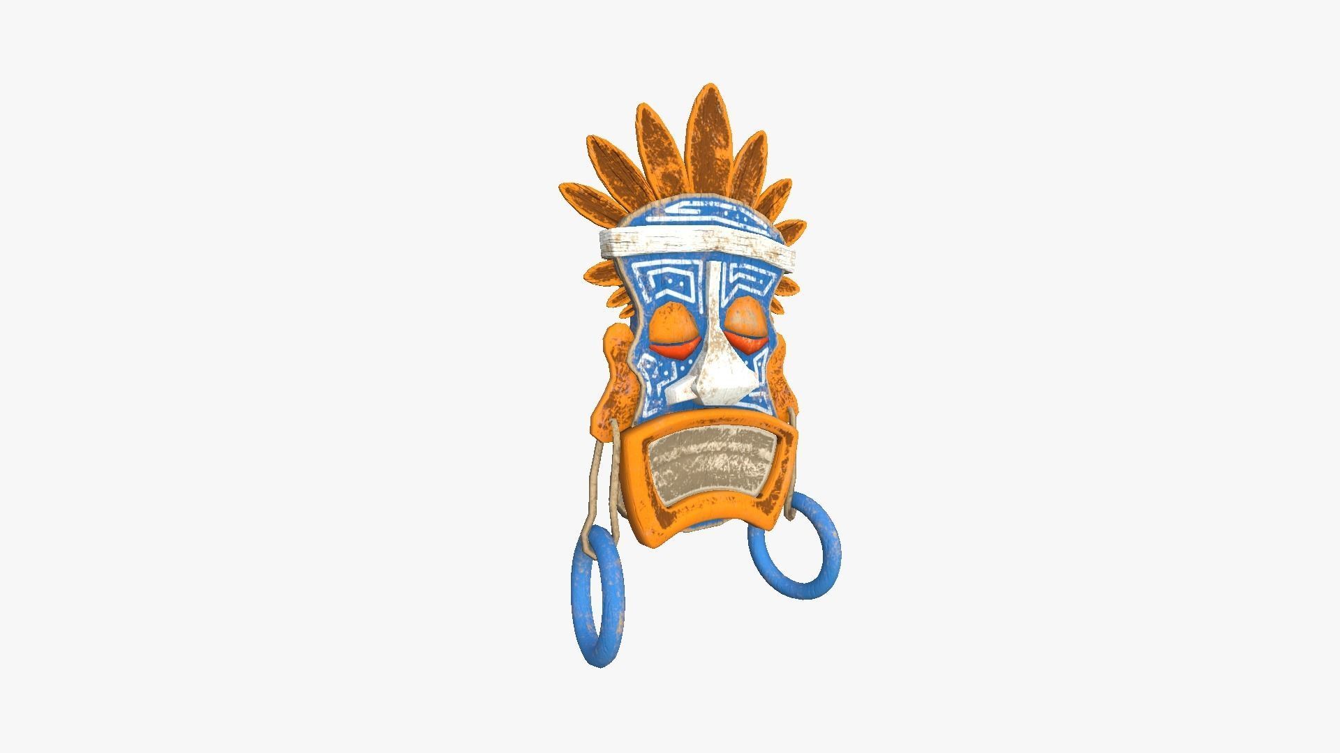 Tribal Mask J03 Orange Blue - Costume Character Design Low-poly 3D model_1