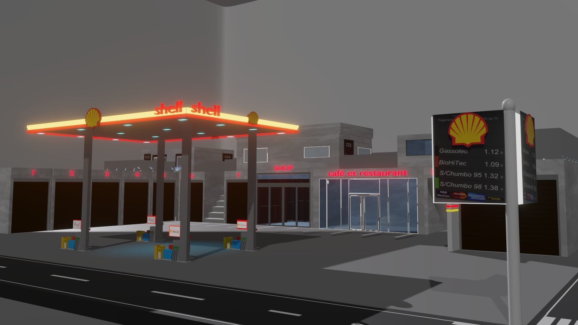 gas station  3D model_9