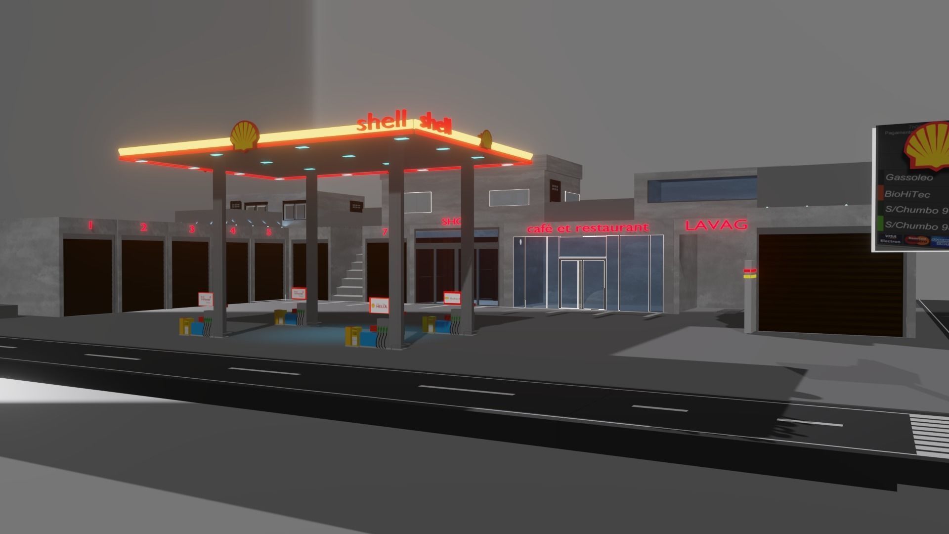 gas station  3D model_3