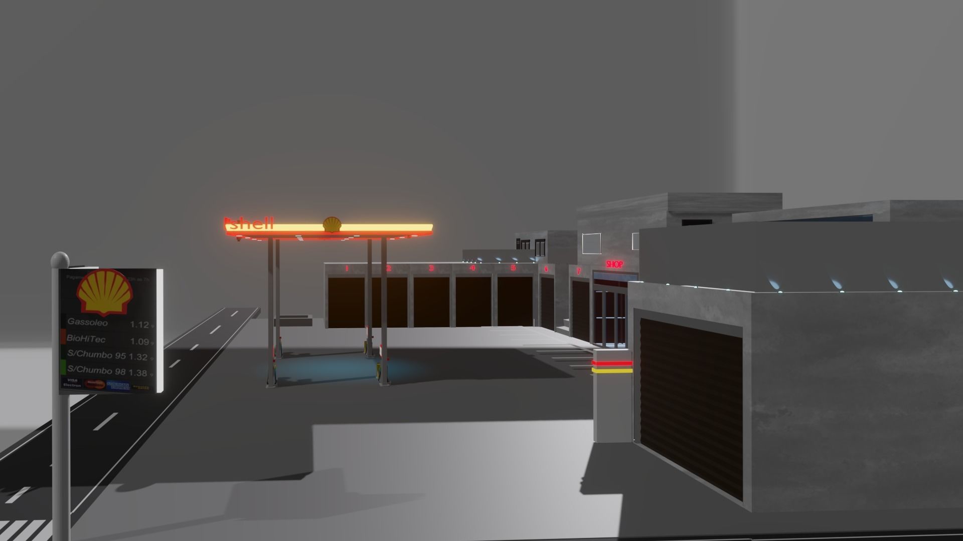 gas station  3D model_5