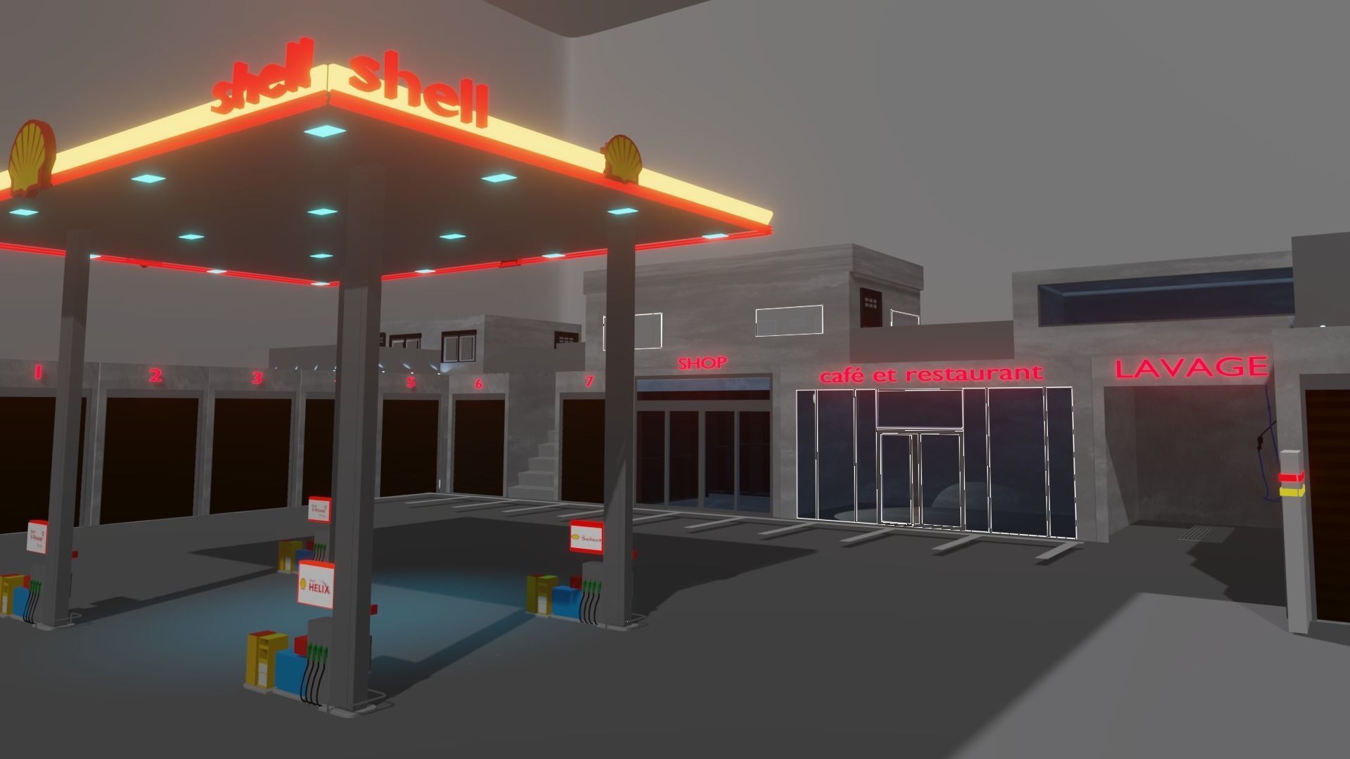 gas station  3D model_8