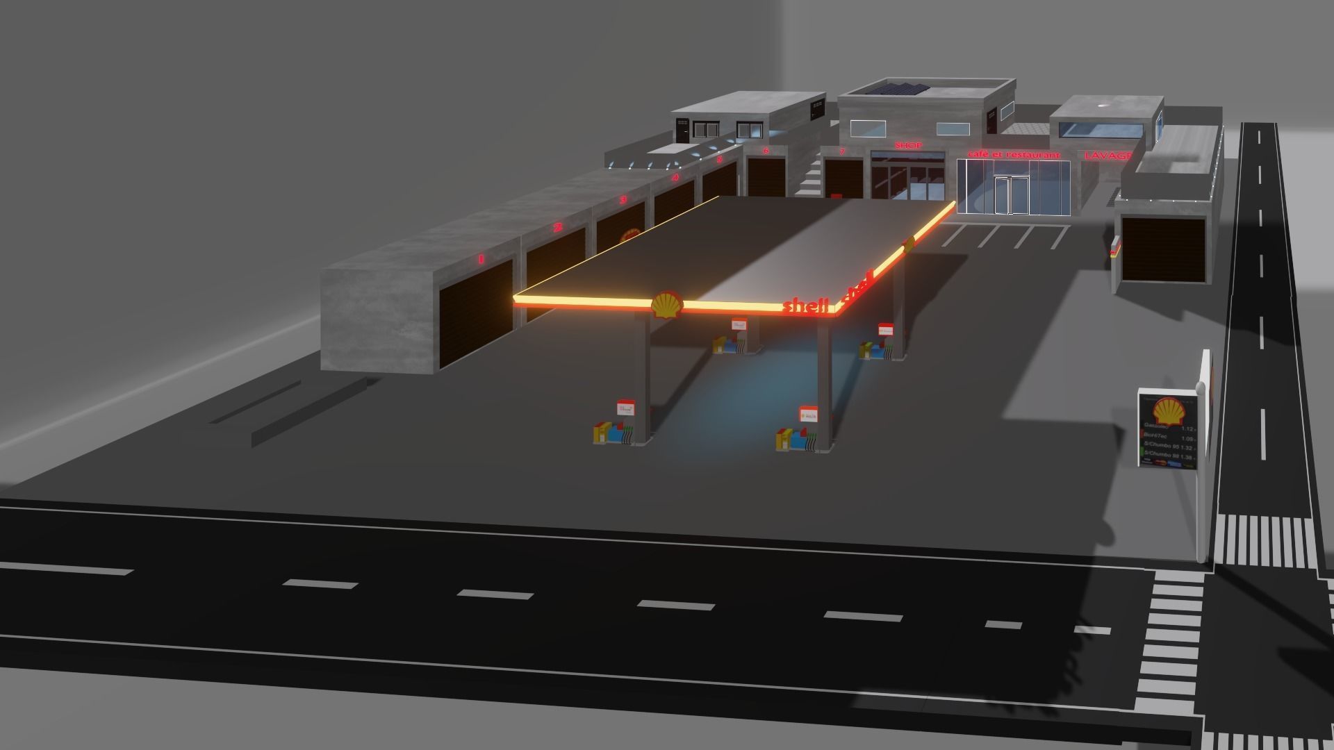 gas station  3D model_4