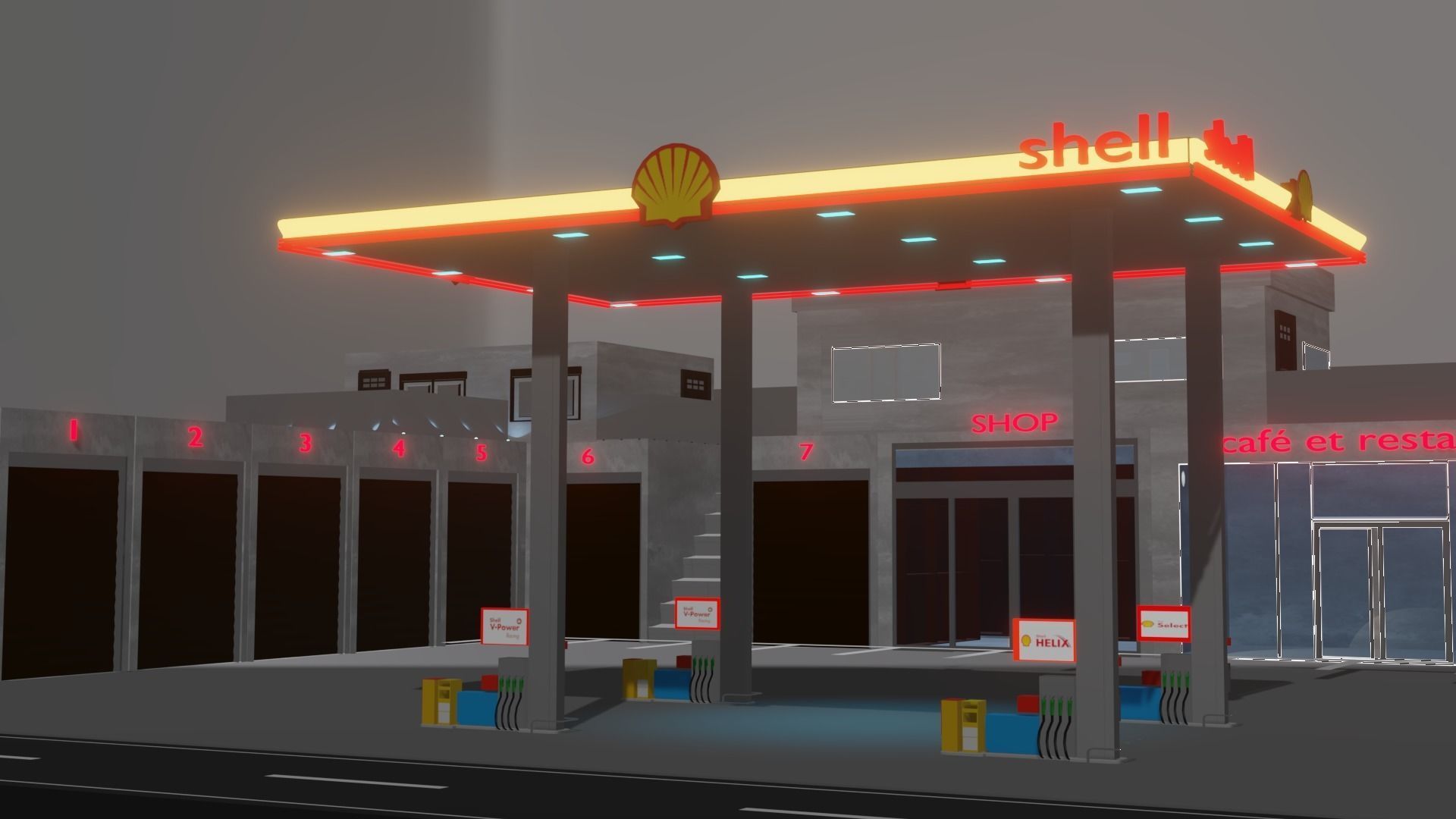 gas station  3D model_7