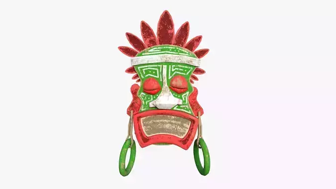 Tribal Mask J04 Red Green - Costume Character Design Low-poly 3D model