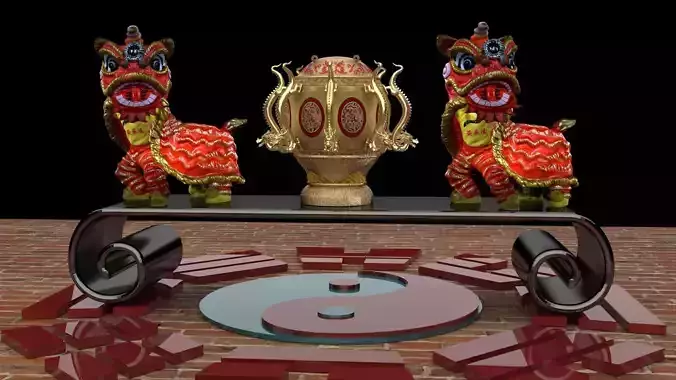 Chinese lion dance figure 