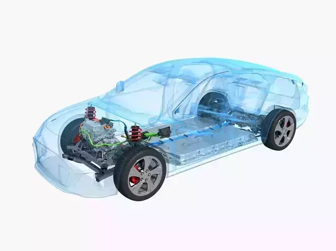 Electric Car Chassis X-Ray 3D model