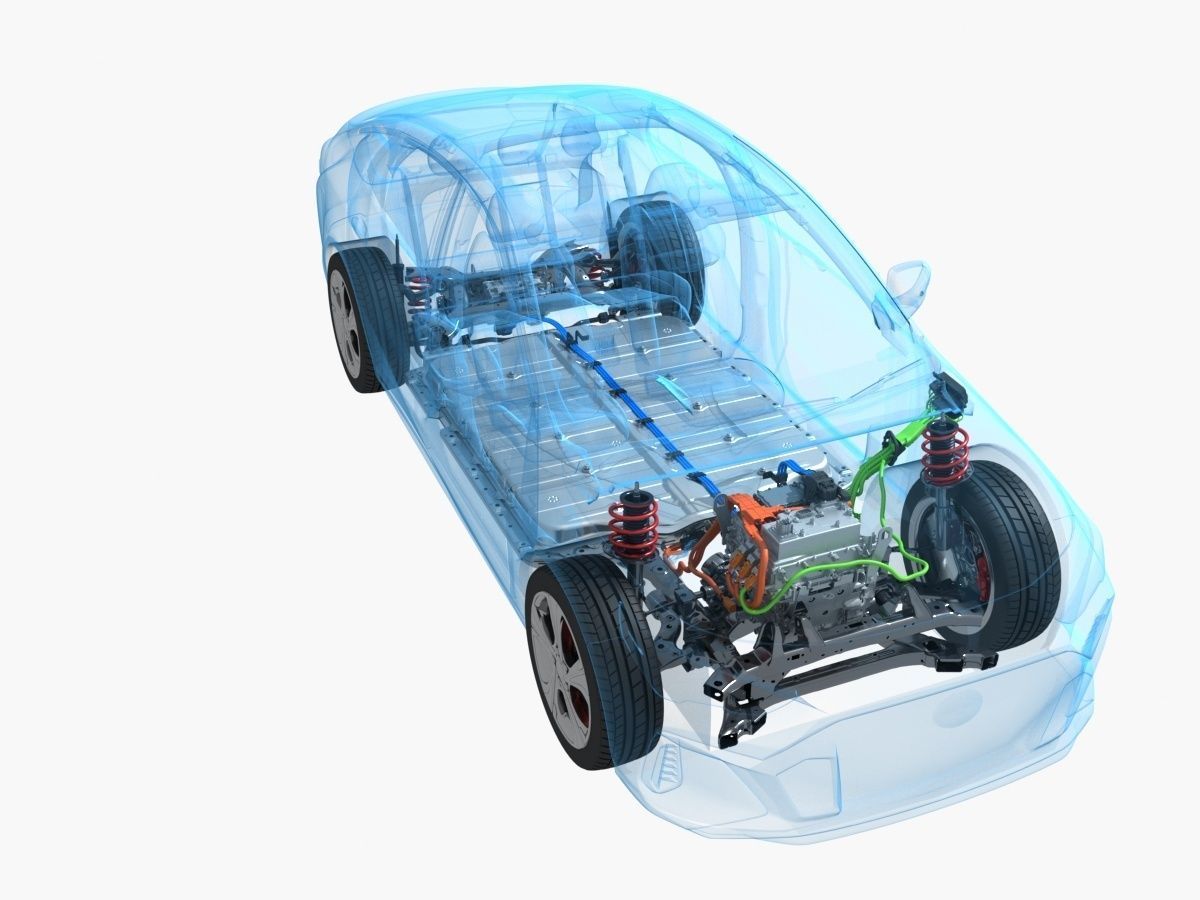 Electric Car Chassis X-Ray 3D model_1