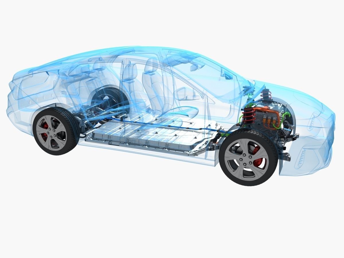 Electric Car Chassis X-Ray 3D model_2