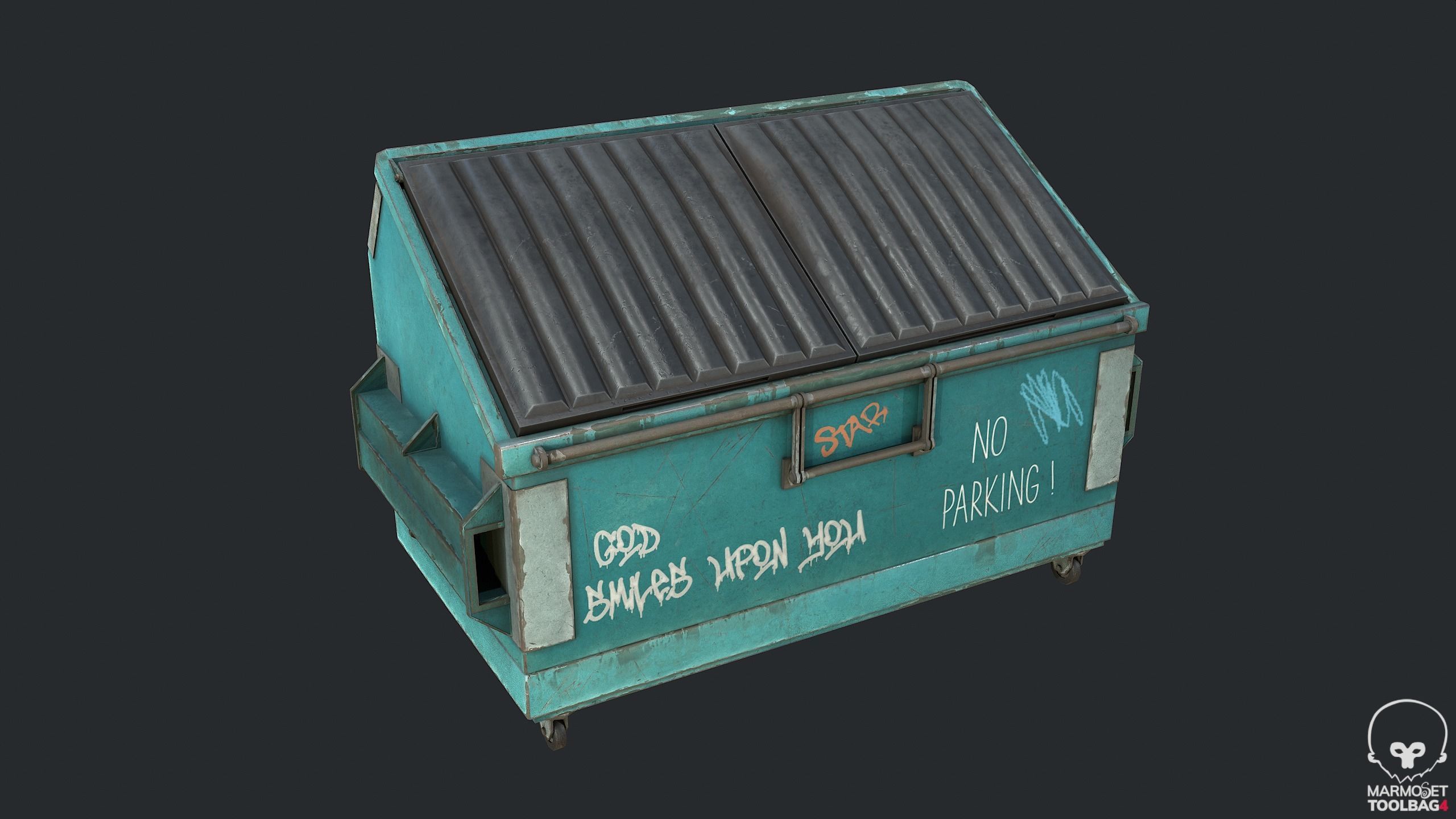PBR Trash Container - Waste Container Low-poly 3D model_3