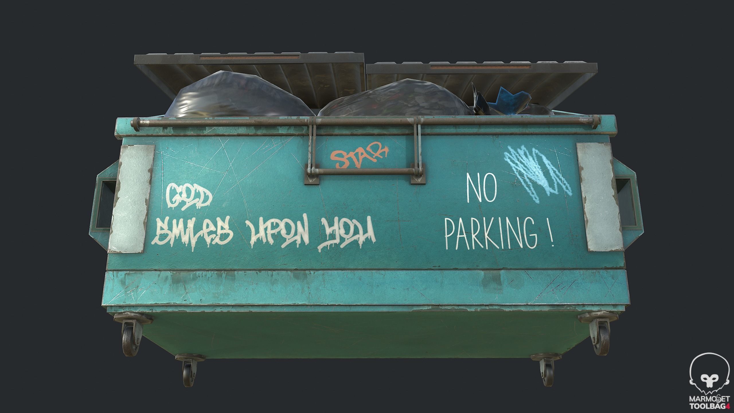 PBR Trash Container - Waste Container Low-poly 3D model_6