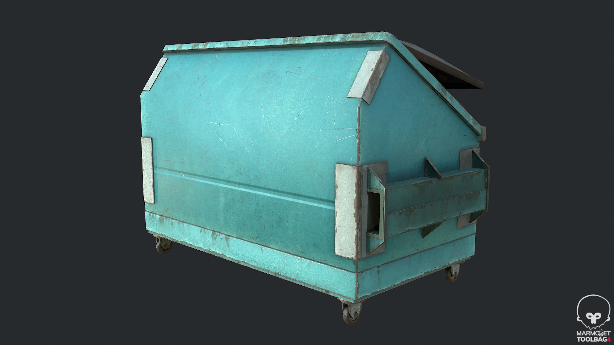 PBR Trash Container - Waste Container Low-poly 3D model_4