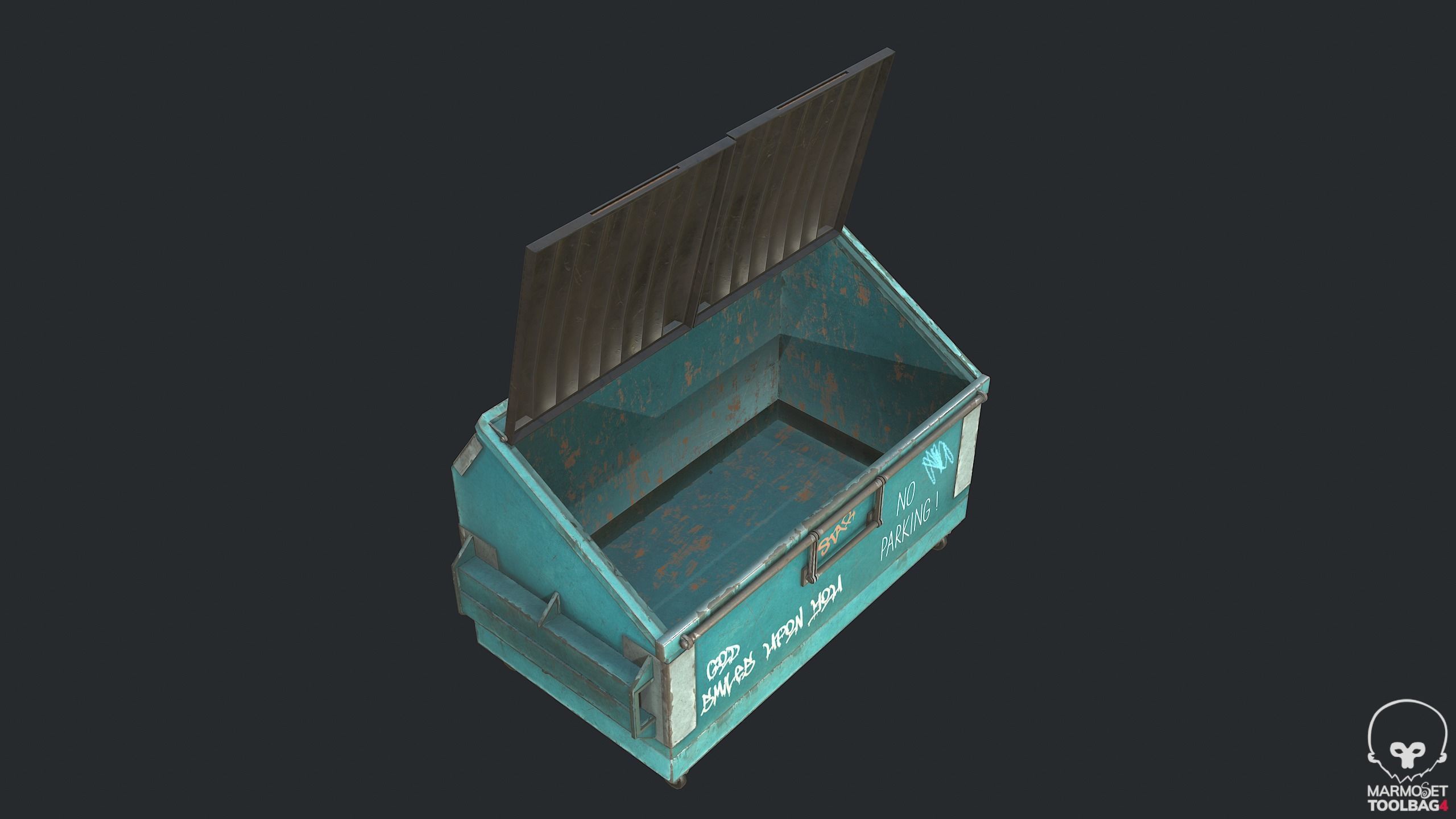 PBR Trash Container - Waste Container Low-poly 3D model_7
