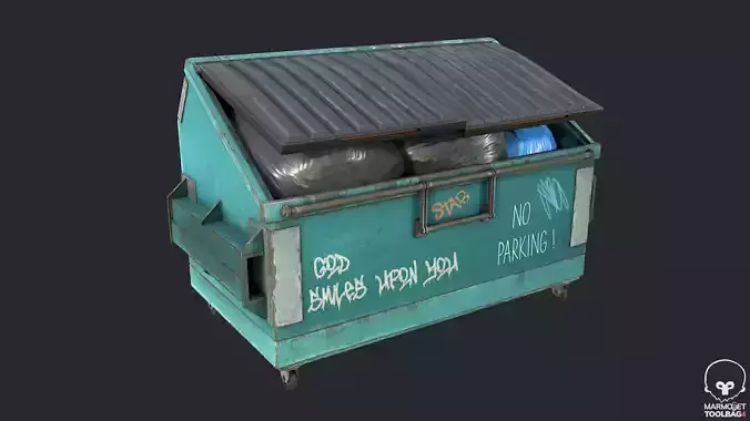 PBR Trash Container - Waste Container Low-poly 3D model
