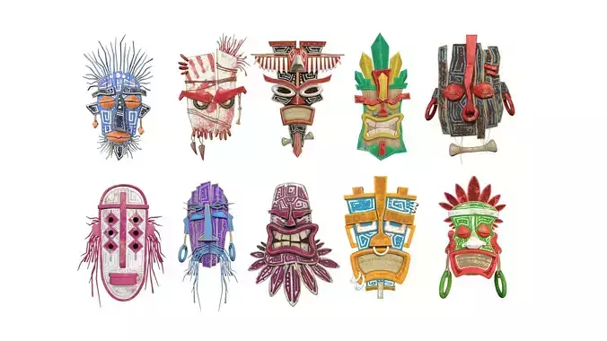 10 Tribal Masks AJ Collection - Costume Character Design 
