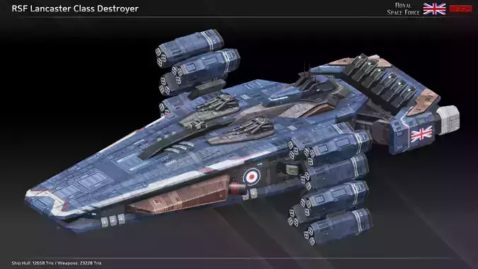 RSF Spaceship Lancaster Class Destroyer Low-poly 3D model