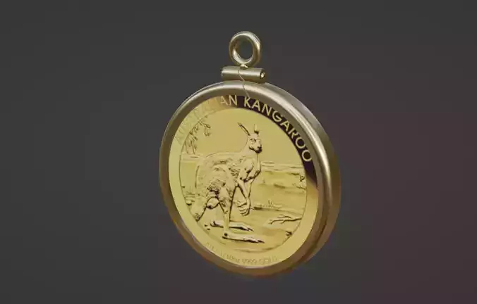 one tenth ounce Australian kangaroo gold coin frame mount bezel