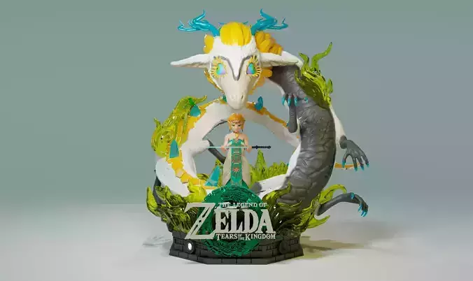 Zelda and Dragon TOTK 3D print model