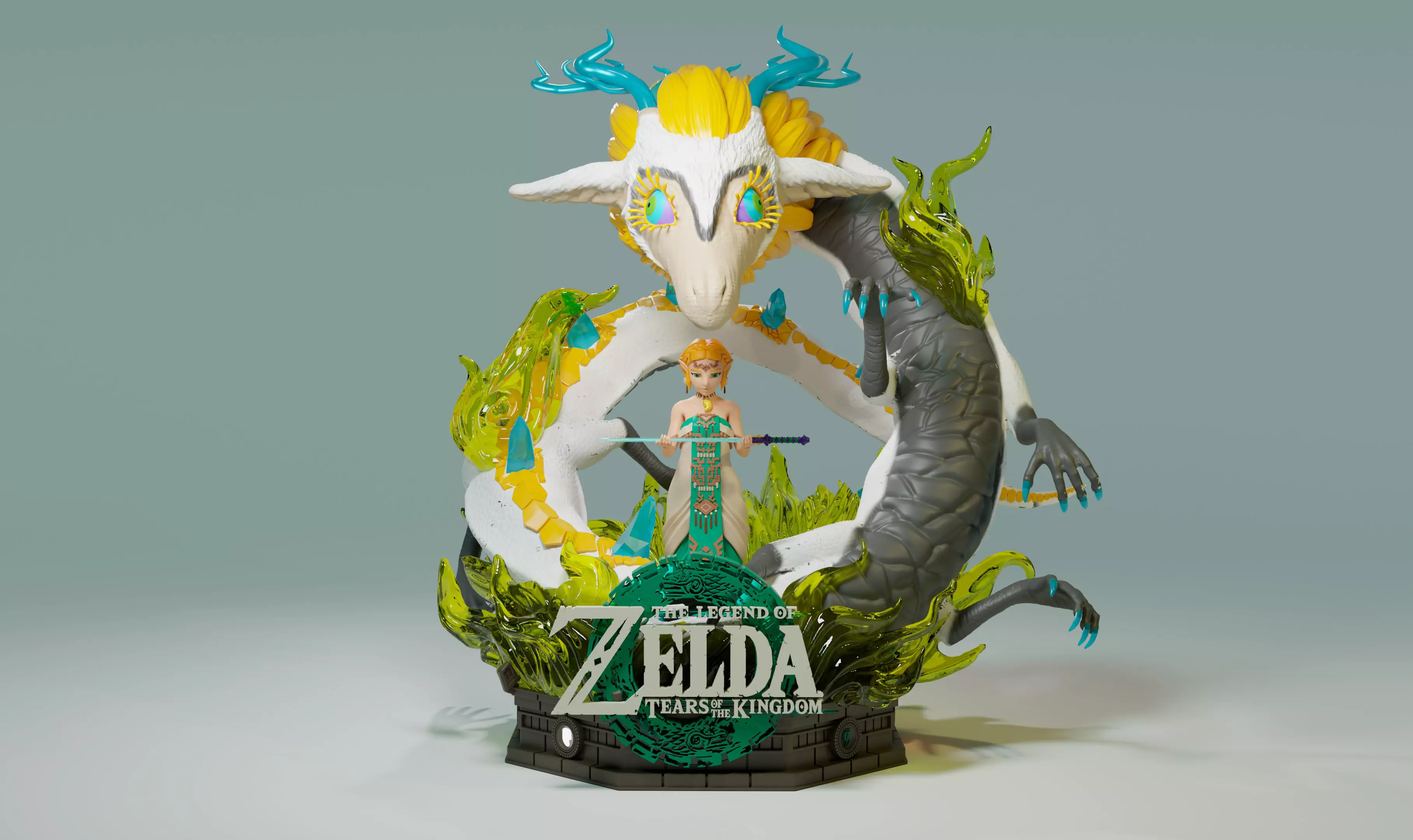 Zelda and Dragon TOTK 3D print model_0