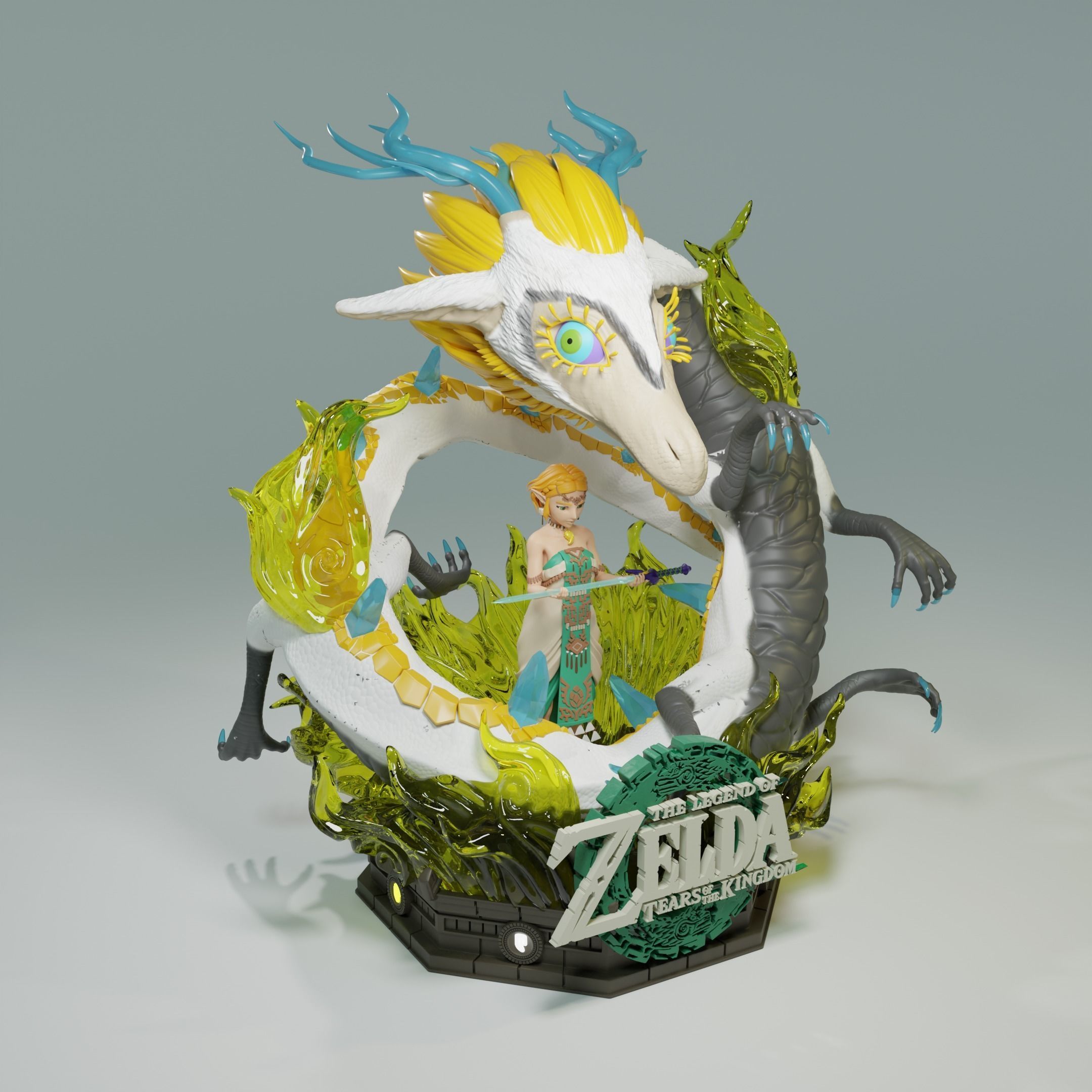 Zelda and Dragon TOTK 3D print model_1