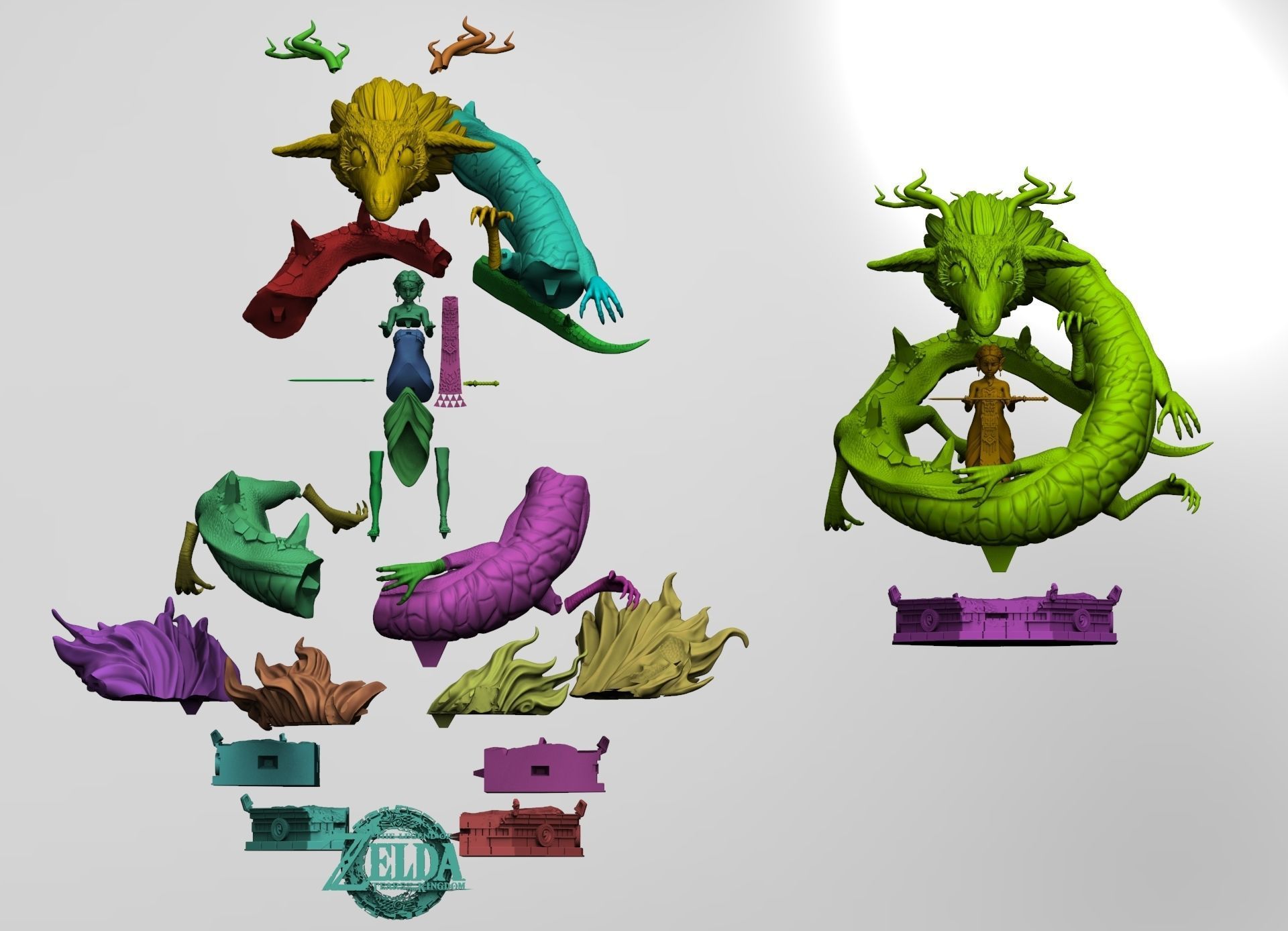 Zelda and Dragon TOTK 3D print model_7