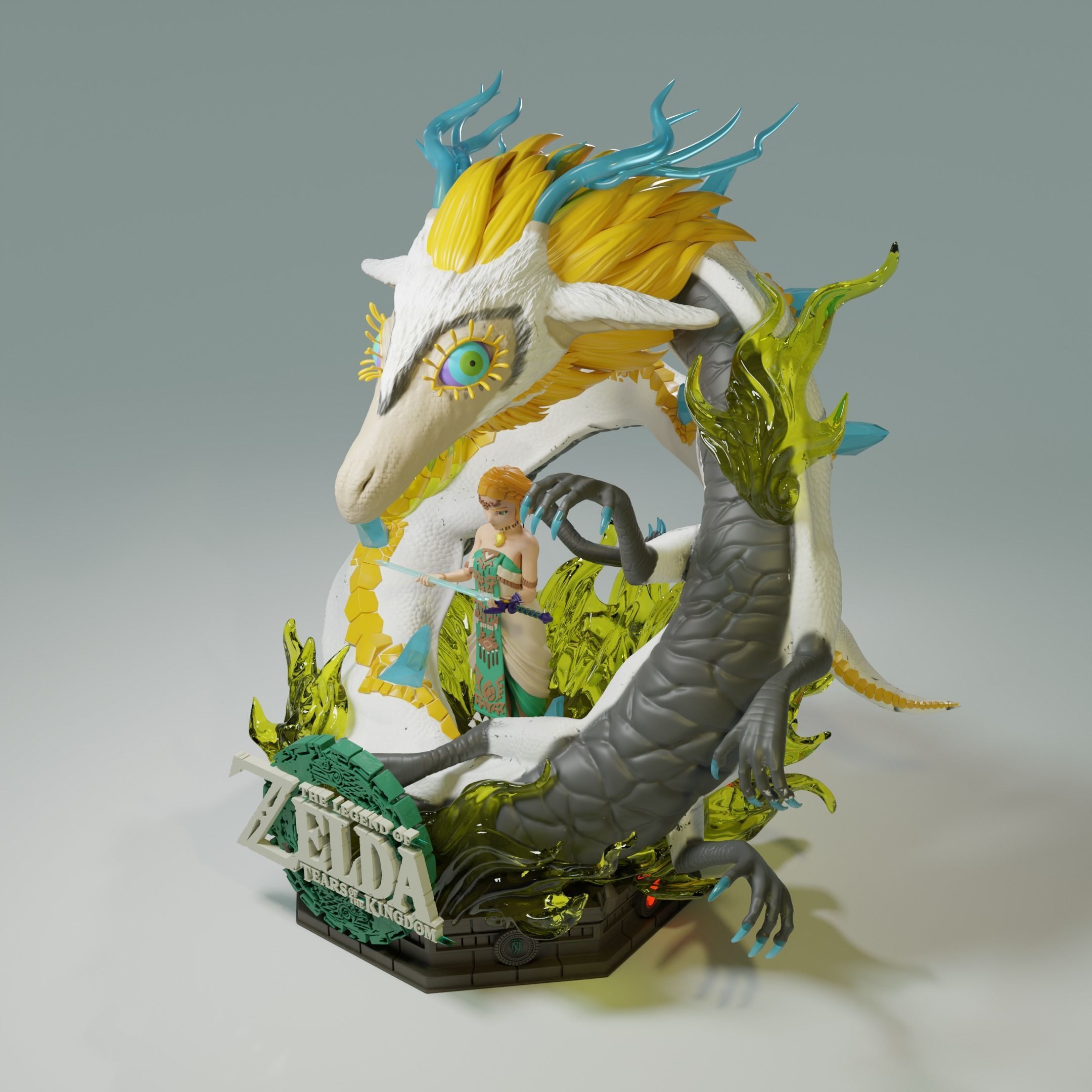 Zelda and Dragon TOTK 3D print model_3