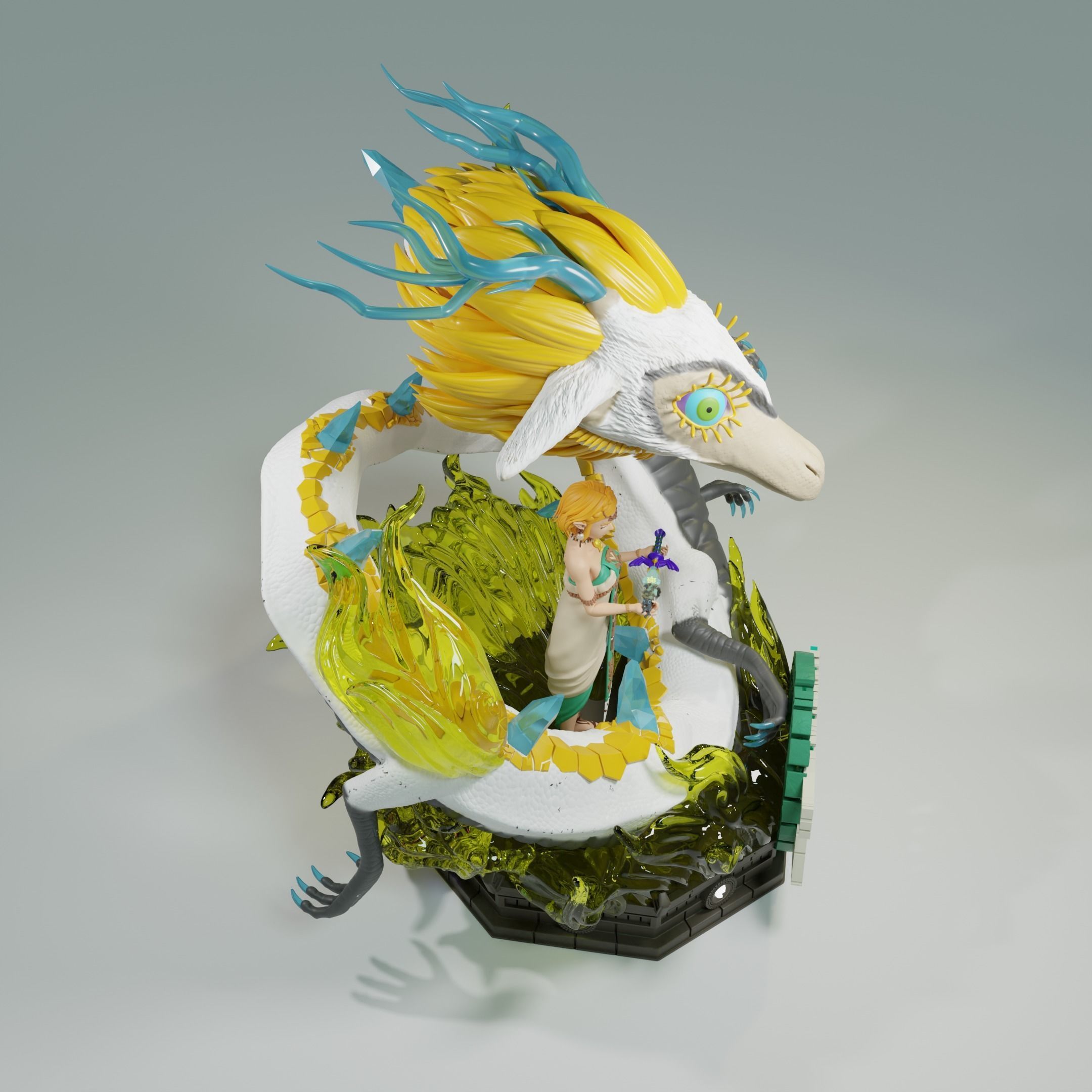 Zelda and Dragon TOTK 3D print model_5