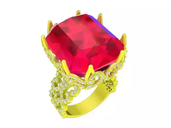 7182 Big Stone Art Diamond Ring For Women