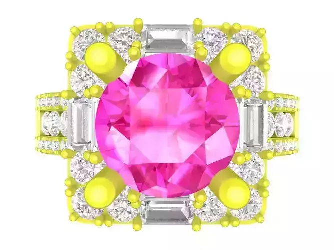 A7184 Halo Diamond Solitaire Ring For Women 3D Model