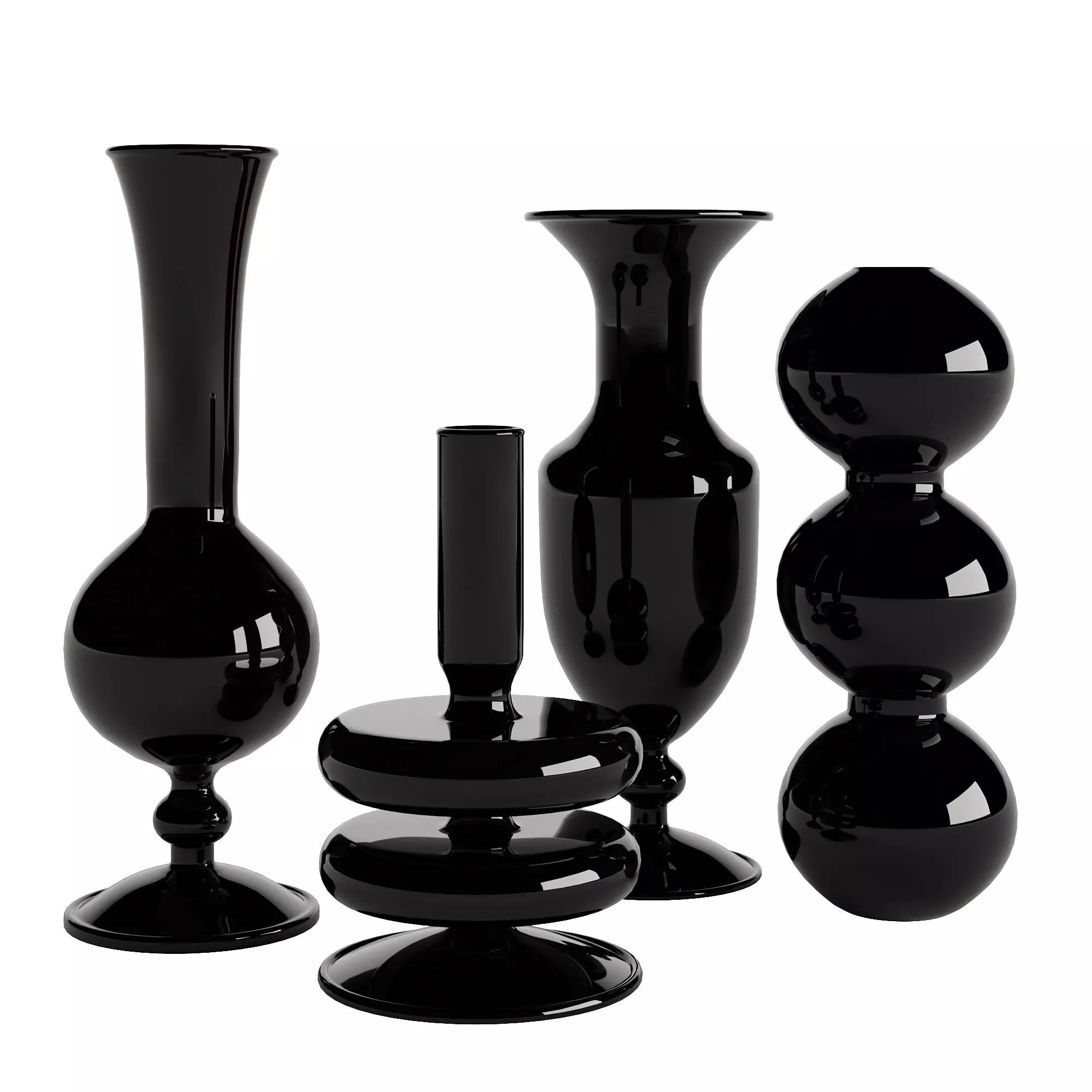Black Sculptural Glass Vase 3D model
