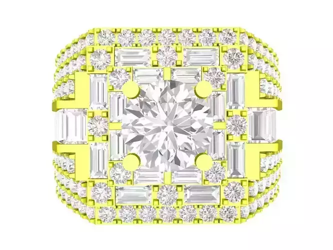 A7191 Korean Diamond Vintage Ring For Businessmen 3D Model