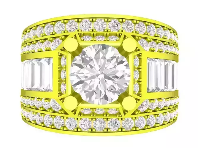 A7192 Korean Diamond Fashion Ring For Businessmen 3D Model