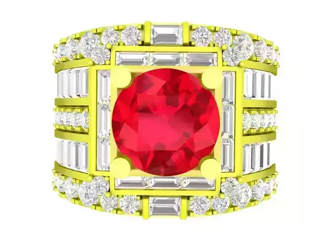 A7195 Korean Style Diamond Men Ring 3D Model